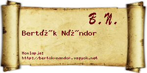 Bertók Nándor névjegykártya